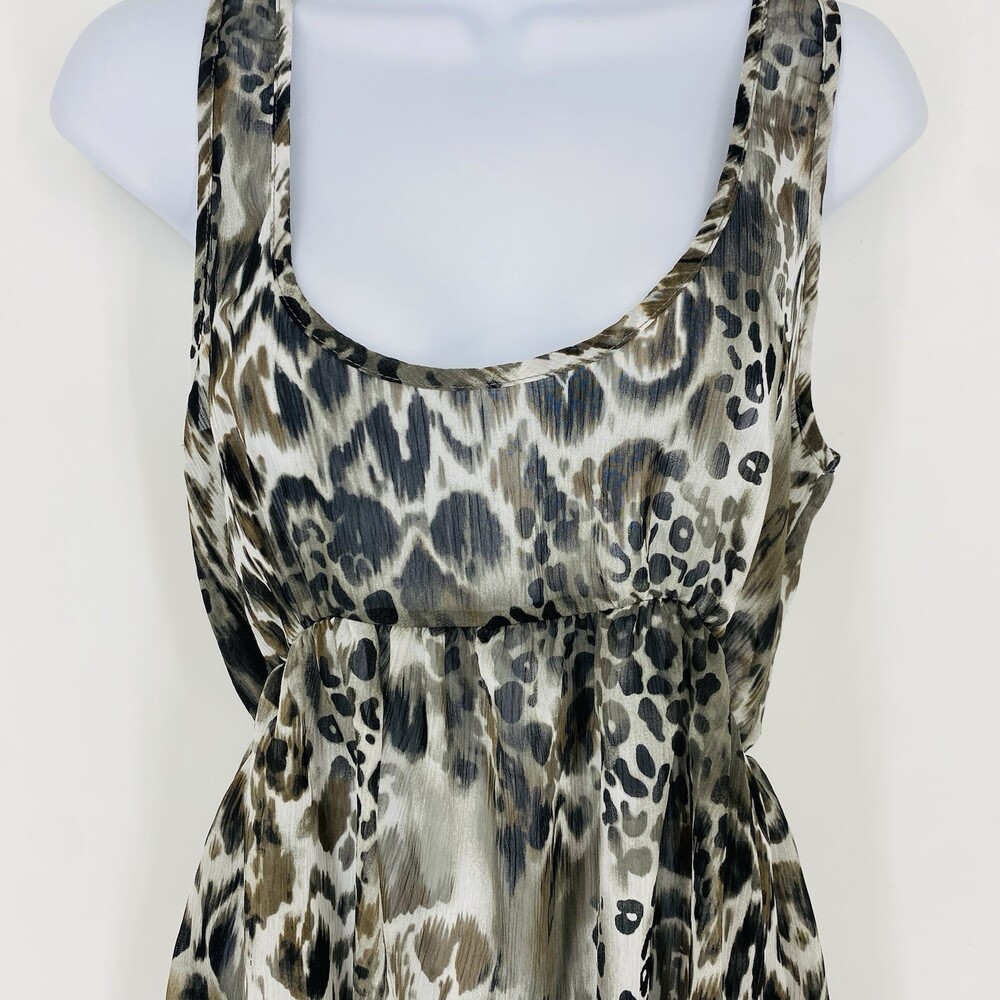 Y2K Buckle Tank Top Sheer Mesh Animal Print Peplum Medium Vintage Edgy Emo - Picture 3 of 8